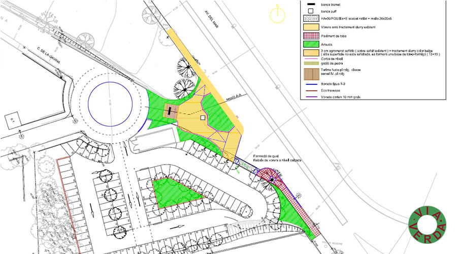 Ajuntament de Palafrugell. Pista Verda, urbanització, mobiliari