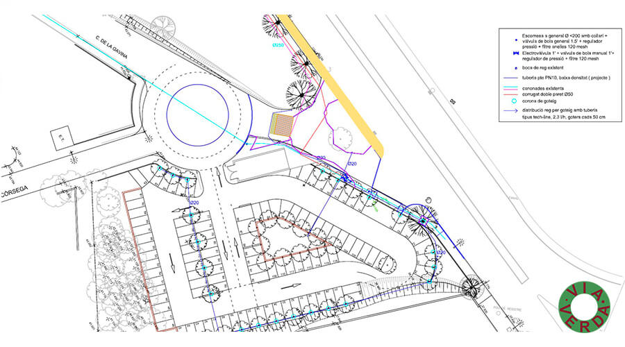 Ajuntament de Palafrugell. Pista Verda, urbanització, mobiliari