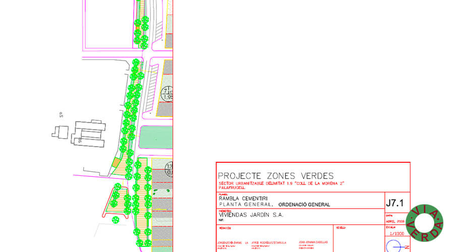 Espais Verds Coll Morera. Zona Residencial. Jardineria, reg, urbanització